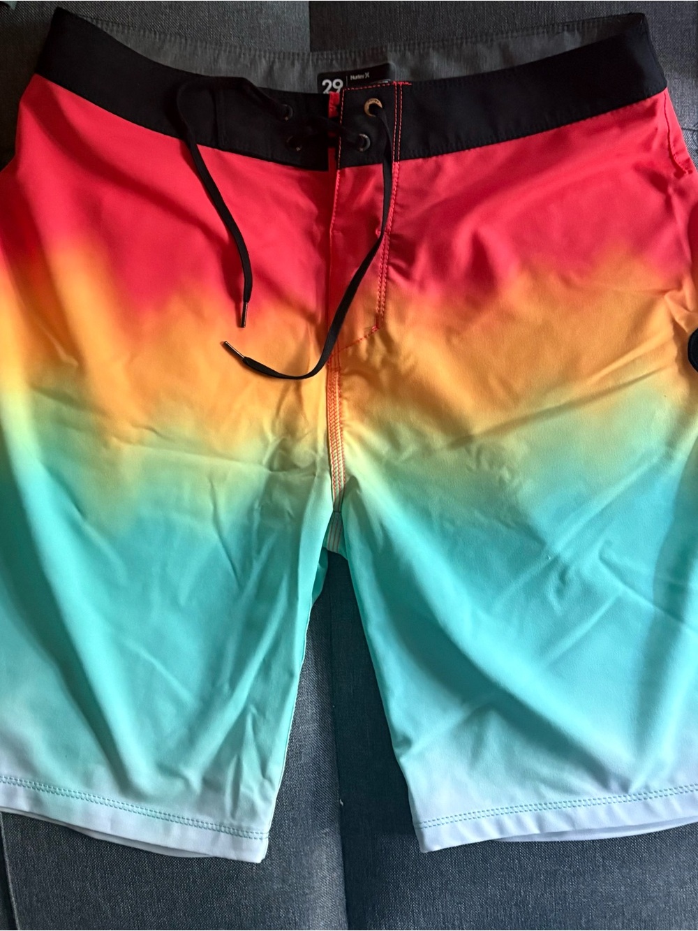 Hurley Men's Red, Yellow & Turquoise Gradient Board Shorts